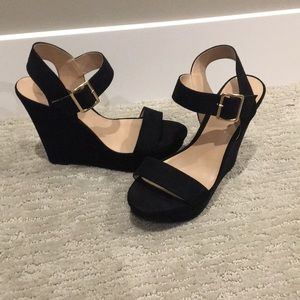 black wedge heels open toe